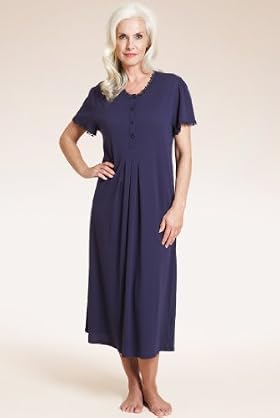 Short Sleeve Pleated Front Slinky Lace Nightdress Short Sleeve Pleated Front Slinky Lace Nightdress