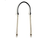 byhands Genuine Leather Metal Chain Black Shoulder Bag Strap (40-8301), 30.5"