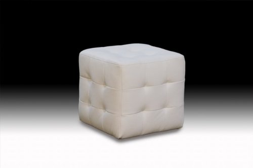 Diamond Sofa Zen Collection Bonded Leather Tufted Cube Accent Ottoman, White
