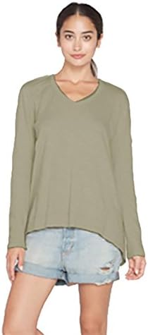 Wilt V Neck Big Back Slant Long Sleeve Top in Fennel (Extra Small)