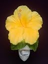Tropical Yellow Hibiscus Flower Hand Painted Night Light