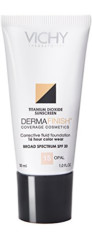 Vichy Dermafinish Corrective Fluid High Coverage Liquid Foundation with SPF 30, 16 Hour Color Wear - Opal 15, 1 Fl. Oz.