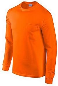 gildan usa inc g2410org-xl 2 Pack, Adult, Extra Large, Safety Orange, Long Sleeve, Pocket Tee Shirt