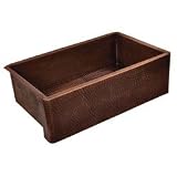 Belle Foret BFF1KITWC 30 x 19 Undermount or Self Rimming Apron Kitchen Sink Copper with Weathered Copper Finish