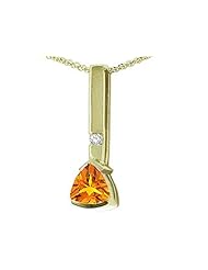 Tommaso Design (tm) Trillion 7mm Genuine Citrine and Diamond Pendant