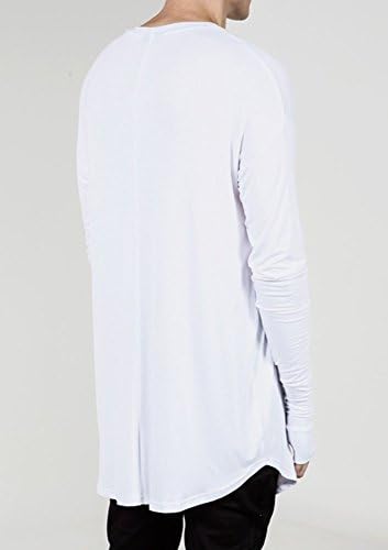 White Tyga Swag Style Man High Low Side Split Hip Hop Top Tee T Shirt Crew Curve Bottom XL Size Chest 55 cm