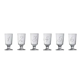 America Retold Taverna Numbers 9-Ounce Hand-Blown Glasses, Set of 6 by America Retold