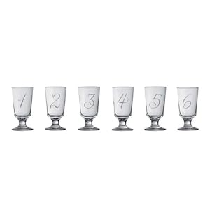 America Retold Taverna Numbers 9-Ounce Hand-Blown Glasses, Set of 6 by America Retold