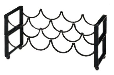 17½ x 6¾x 4¾ 4 Bottle Matte Black Stacking Wine Rack