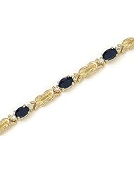 14k Yellow Gold Natural Sapphire And Diamond Tennis Bracelet