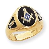14k Mens Masonic Ring - Size 10