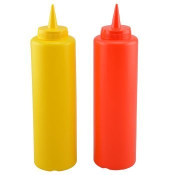 2-Pack 12oz KETCHUP & MUSTARD PLASTIC SQUEEZE CONDIMENT BOTTLE by THE COOK'S CONNECTION