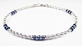 IOLITE Sterling Silver Gemstone Ankle Bracelets: Handmade Jewelry with Adjustable 1 Inch Extension