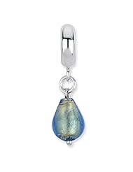 Sterling Silver s Blue Italian Murano Glass Dangle Bead by Reflection Beads, Best Quality Free Gift Box Satisfaction Guaranteed