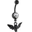 Bioplast Black Bat Dangle Belly Ring