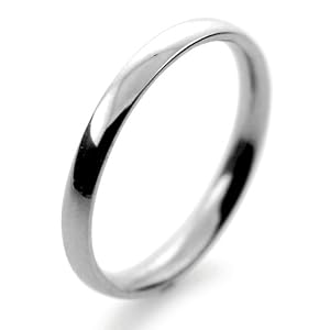 Platinum 2mm Standard Court Wedding Ring Mens Sizes R to T - 3.0 grams 30 Day Moneyback Guarantee & FREE Delivery by The Beautiful Company