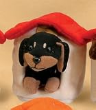 Dog House Dachshund Fuzzy Town Plush Magnet