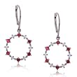 Ruby and Diamond Circle of Love and Life Earrings in White Gold
