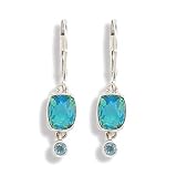 Caribbean Quartz and Blue Topaz Lever Back Earrings