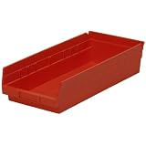Akro-Mils 30150 12-Inch by 8-Inch by 4-Inch Plastic Nesting Shelf Bin Box, Red, Case of 12 by Akro-Mils
