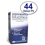 44 Ct Mucinex-Maximum Strength Guaifenesin Extended-Release 1200 mg, (New Bon