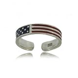 Ladies Sterling Silver American Flag Toe Ring- Adjustable
