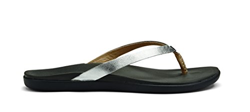 OluKai Ho'opio Leather Sandal - Women's Silver/Charcoal 9