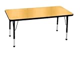 30" x 48" Rectangular Adjustable Activity Table in Maple Edge Banding: Black, Leg Color: Black, Leg Style: Standard Leg Ball Glides