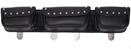 Leather Dynasty LDWS26 Motorcycle Windshield Bag, Studded, Black, 3 Compartment