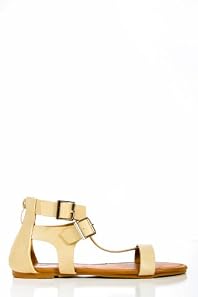 Strappy Zippered Back Thongs in Beige