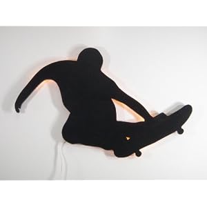 Skateboard Wall Art, Wood Construction with Backlight, Black Finish. Made in USA by Fun Shadows