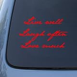 LIVE WELL LAUGH OFTEN LOVE MUCH - Decal Sticker #1536 | Vinyl Color: Red