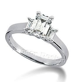Buy 14K White Gold Emerald Cut Diamond Promise Engagement Ring (1.15ct.tw, HI Color, SI2-3 Clarity) by Amcor Design