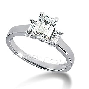 Buy 14K White Gold Emerald Cut Diamond Promise Engagement Ring (0.90ct.tw, HI Color, SI2-3 Clarity) by Amcor Design