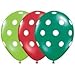 12 Red and Green Holiday Polka Dot Balloons - Made in USA