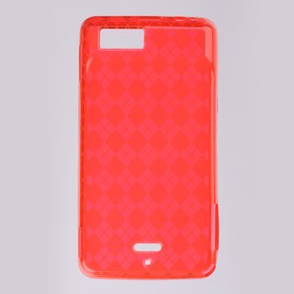 Premium TPU Argyle Flexi Soft Gel Skin for Motorola Droid X, Xtreme Verizon Wireless Flexible See Thru Skin with Red Checkers Print