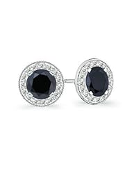 5 ct Enhanced Solitaire Black Diamond Stud Earrings in White Gold Quality Better