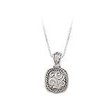 Sterling Silver Square Shaped Filigree Pendant with Chain
