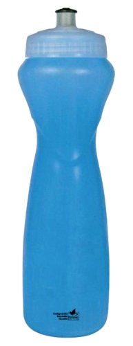 BioGreen Biodegradable BPA-Free Easy Hold Sport Bottle with Wide Mouth and DuoFlow Lid (30-Ounce, Transparent Blue, Plain)