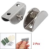 2 Pcs Silver Tone Metal Semi-cirlce Shaped Glass Clamps Clips