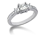 0.76CTW Princess Diamond Three Stone Ring with Side Stones in Platinum
