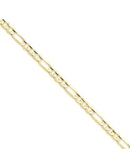 4.00 mm Solid 14K Yellow Gold High Polish Classic 3 + 1 Figaro Link Chain Necklace - 24 inches