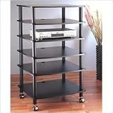 Casters Installed + 4 Spikes VTI AR406 6 Shelf Black Audio Rack