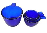 Set of 4 Cobalt Blue Glass Measuring Cups