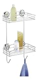 Wenko 16767100 Wandregal Super-Loc - Befestigen ohne Bohren, 2 Ablagek&ouml;rbe, Chrom, 13 x 43 x 26 cm