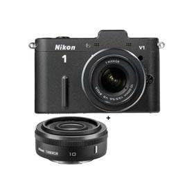 Nikon 1 V1 Mirrorless 10.1 Megapixels Digital Camera with Nikkor 10-30mm VR Zoom Lens - Bundle with Nikon 1 Nikkor 10mm f/2.8 Lens, Black - Includes: Free Nikon Bag and a 32GB Memory Card