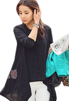 (Clack) レディース 大きいサイズ ブラウス / 半袖 7分 袖 フェミニン チュニック シャツ 透け 2L 3L 4L 5L ブラック