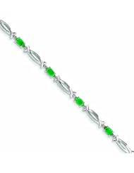 2.5 Carat 14K White Gold w/ Diamond and Emerald Gemstone Bracelet