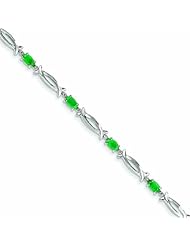 Genuine 14K White Gold White Gold With Diamond And Emerald Gemstone Bracelet 5 Grams Of Gold 100% Satisfaction Guaranteed.