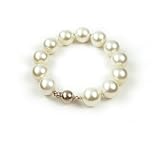 AugustinaJewelry Single Strand 7-7.5 Inch 14MM White Shell Pearl Bracelet